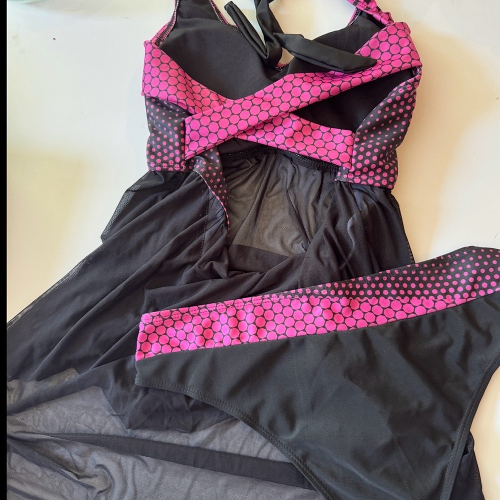 Pink and Black Mesh Lingerie Set - Picture 2 of 3